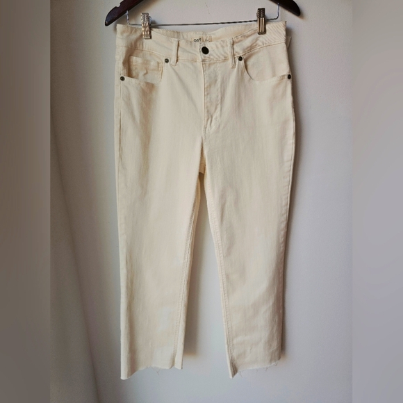 OAT Off-White Cream Ankle Jeans Size 10/30 Waist 16" - Picture 1 of 7